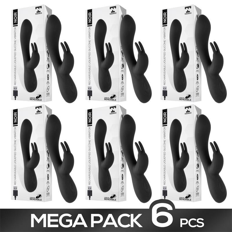 Pack de 6 Noir Vibrador Silicona Liquida Inyectada 2 Motores USB Pack de 6 Noir Vibrador Silicona Liquida Inyectada 2 Motores USB