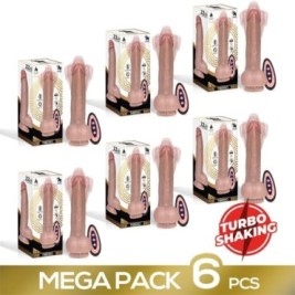 Pack de 6 Tiberio Dildo Realista Turbo Shaking con Trusting, Rotación 360 y Control Remoto